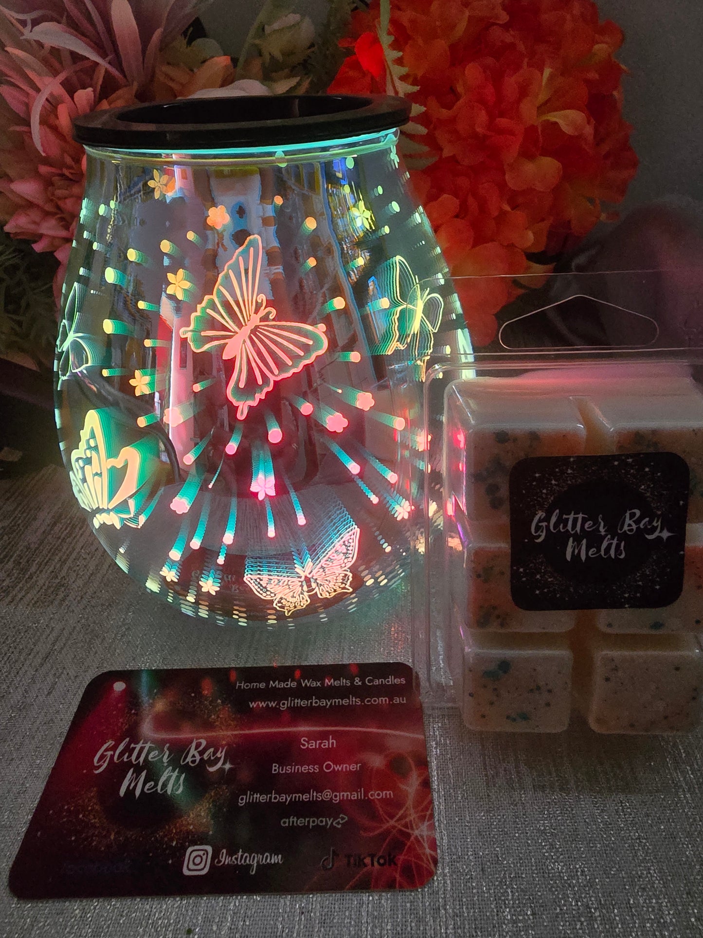 Butterfly Blast Glass Electric Wax Warmer.