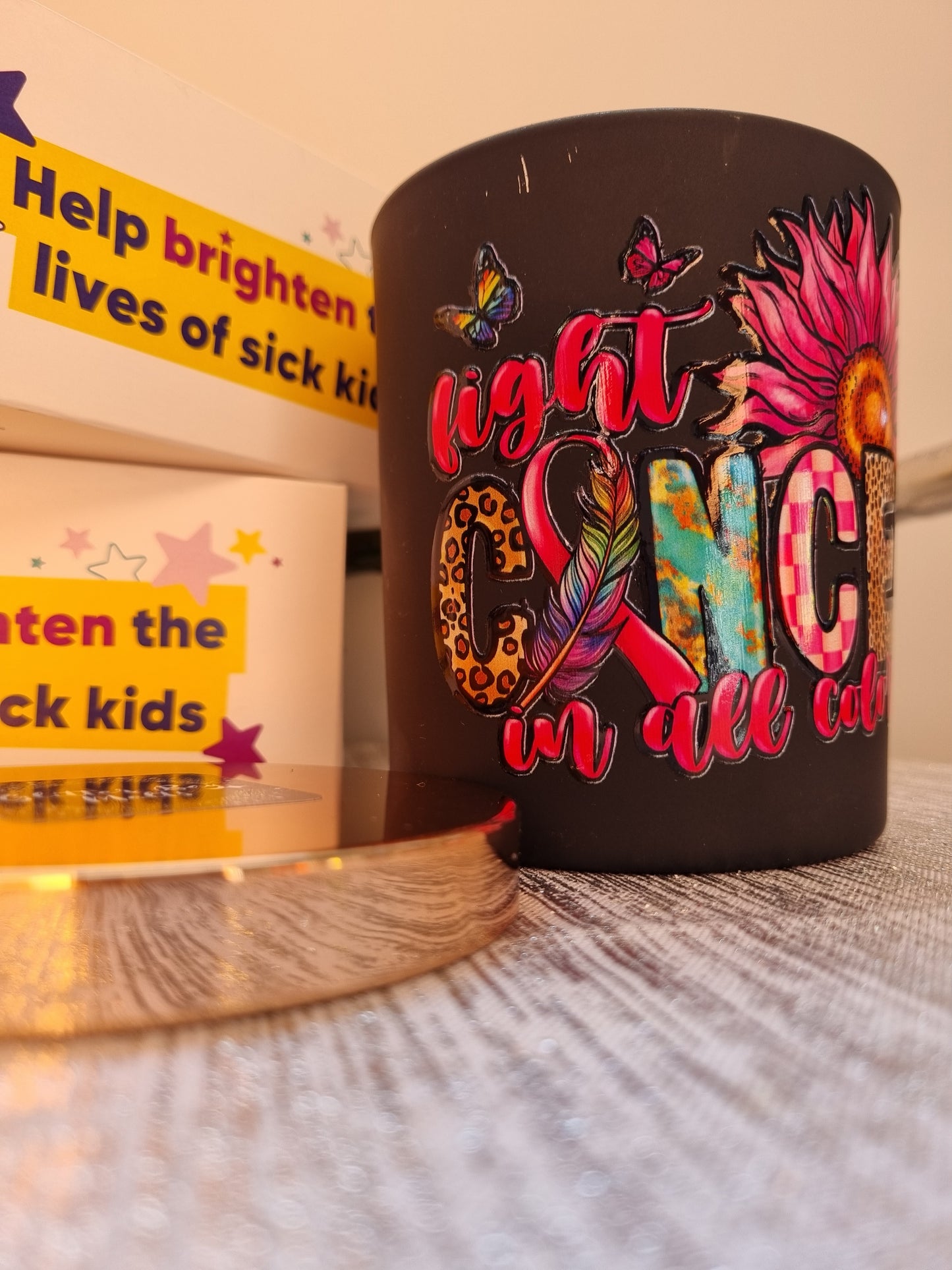 Large Black Candle with Rose Gold Lid.