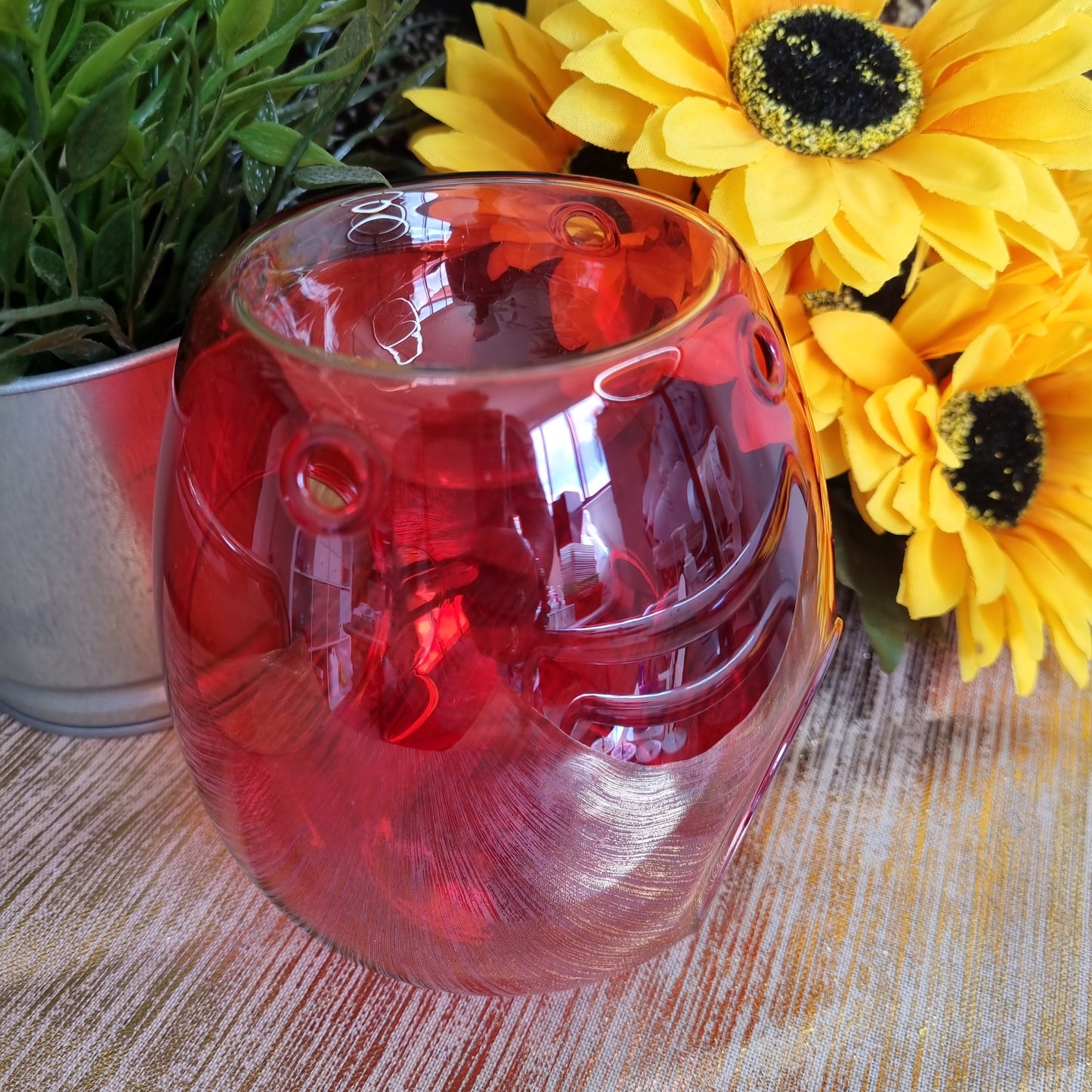 Clear Orange Tealight Burner.