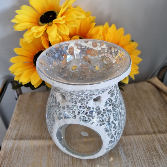 Silver Crackle Tealight Burner