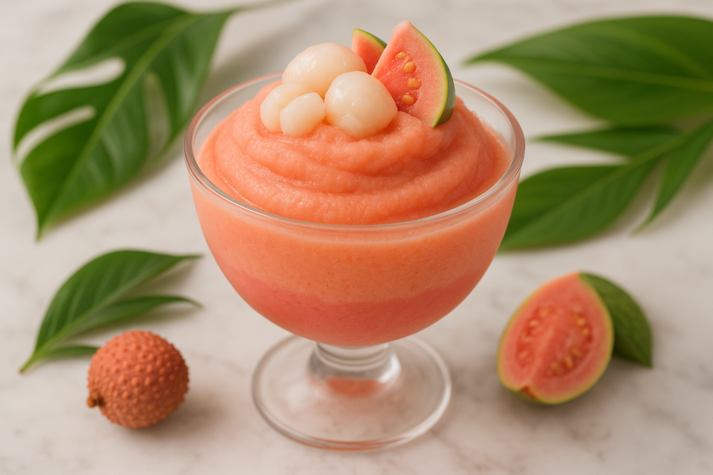 Lychee and guava sorbet