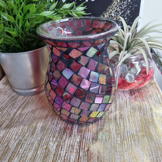 Red Diamond Glass Tealight Burner.