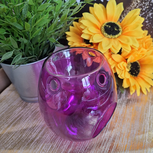 Clear Purple Glass Tealight Burner.
